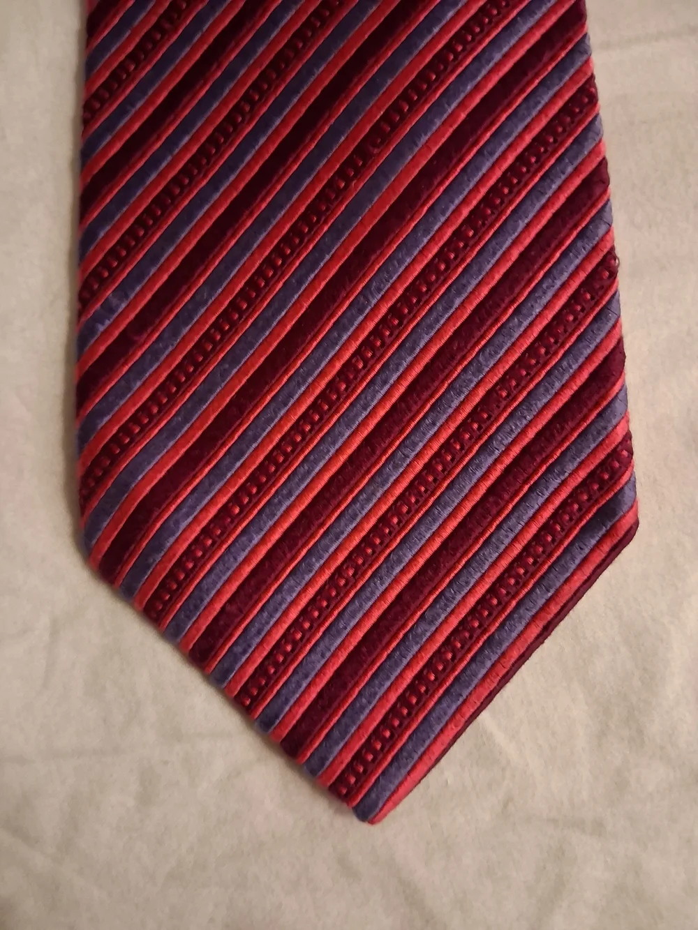 Men's Red and Purple Diagonal Stripe Dress Tie